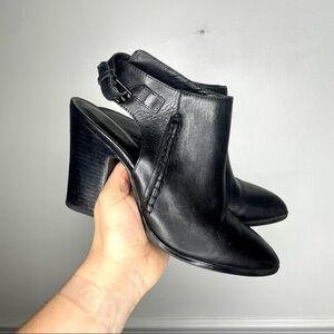 Franco Sarto Adesso Black Leather Slingback Heeled Booties Womens 7.5